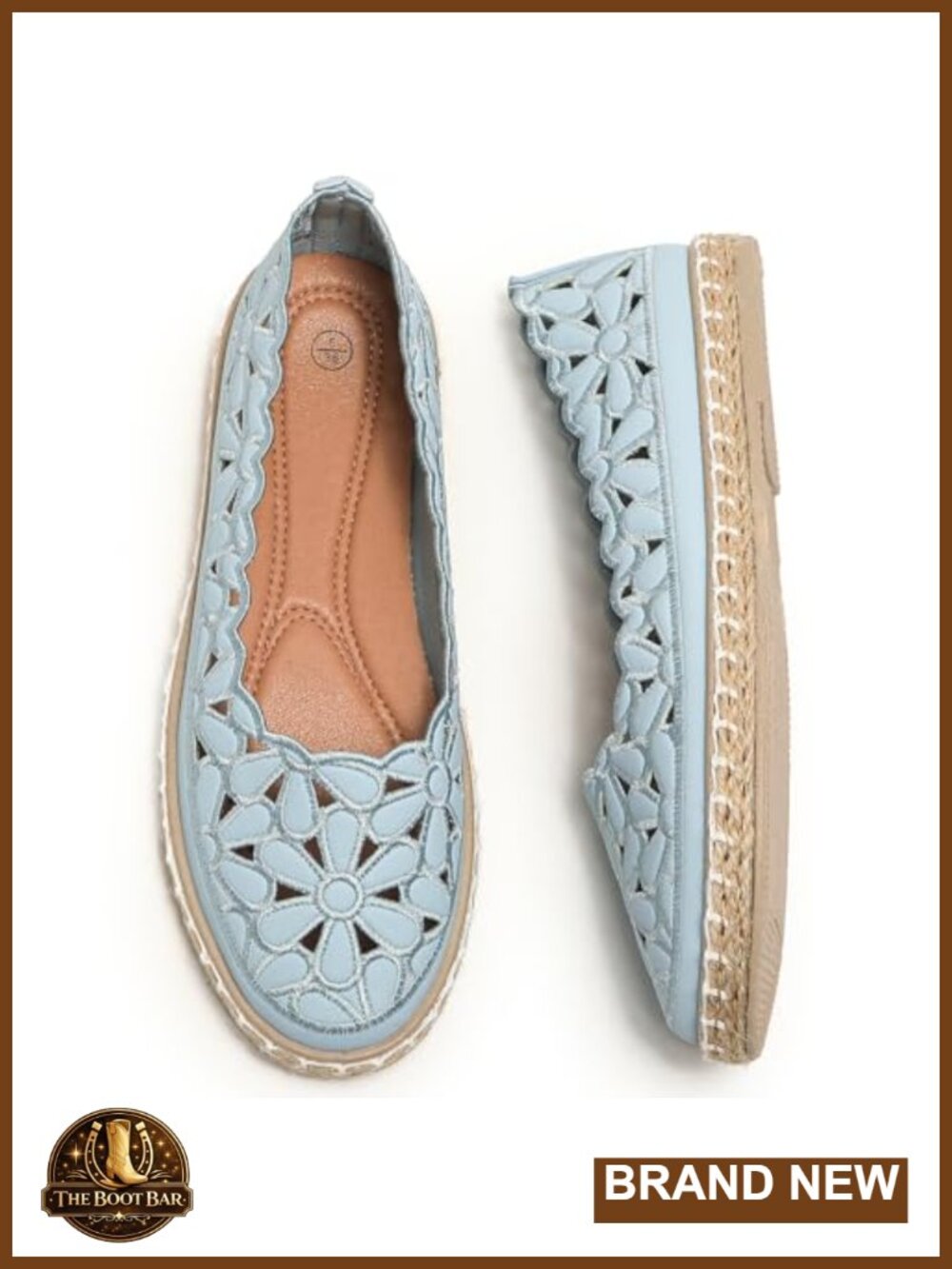 PU Leather Ballet Flats Espadrille Loafers Daisy Cut-Outs Slip-On